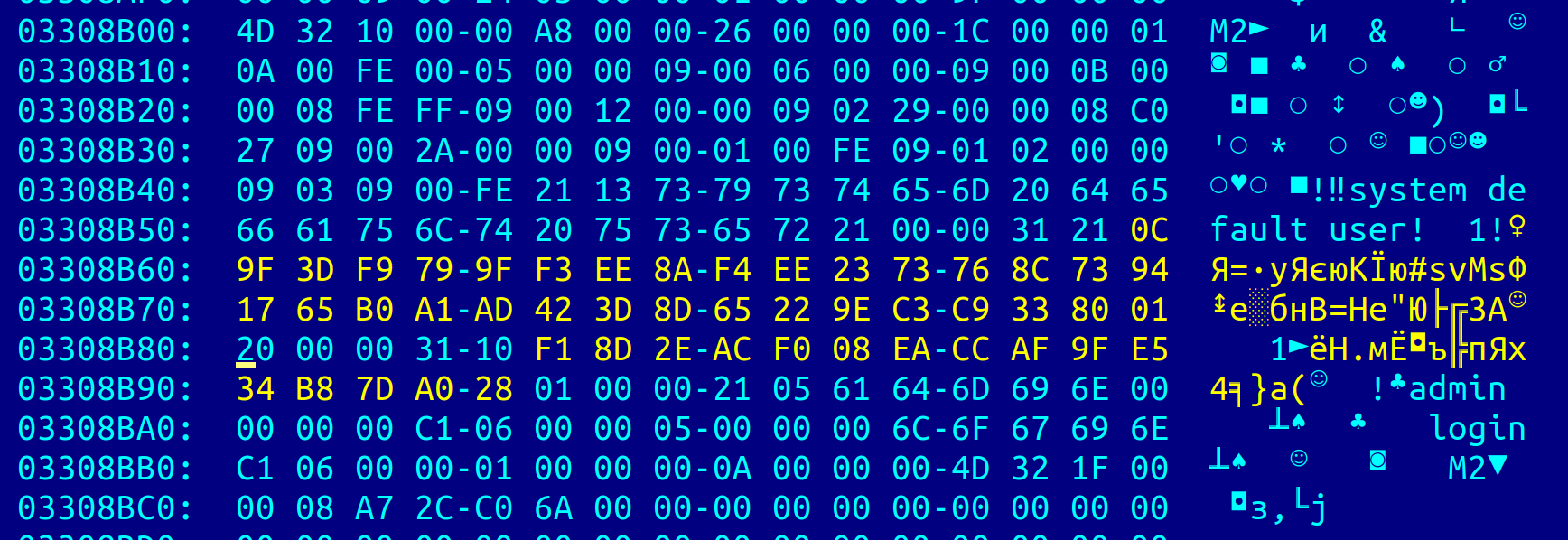 The new salt and verifier bytes written into the disk image